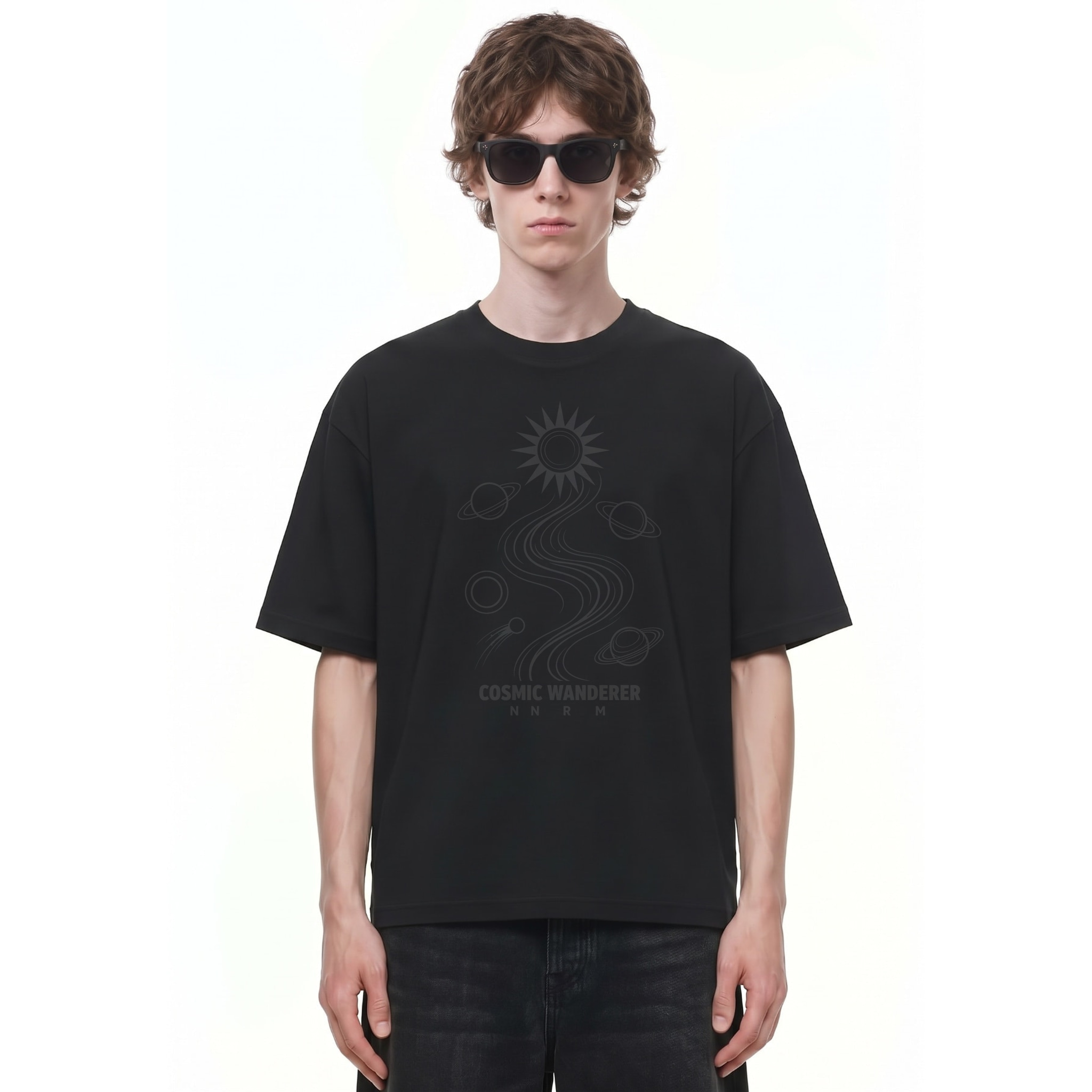 Celestial Path Cosmic Wanderer Tee — Cover · Black