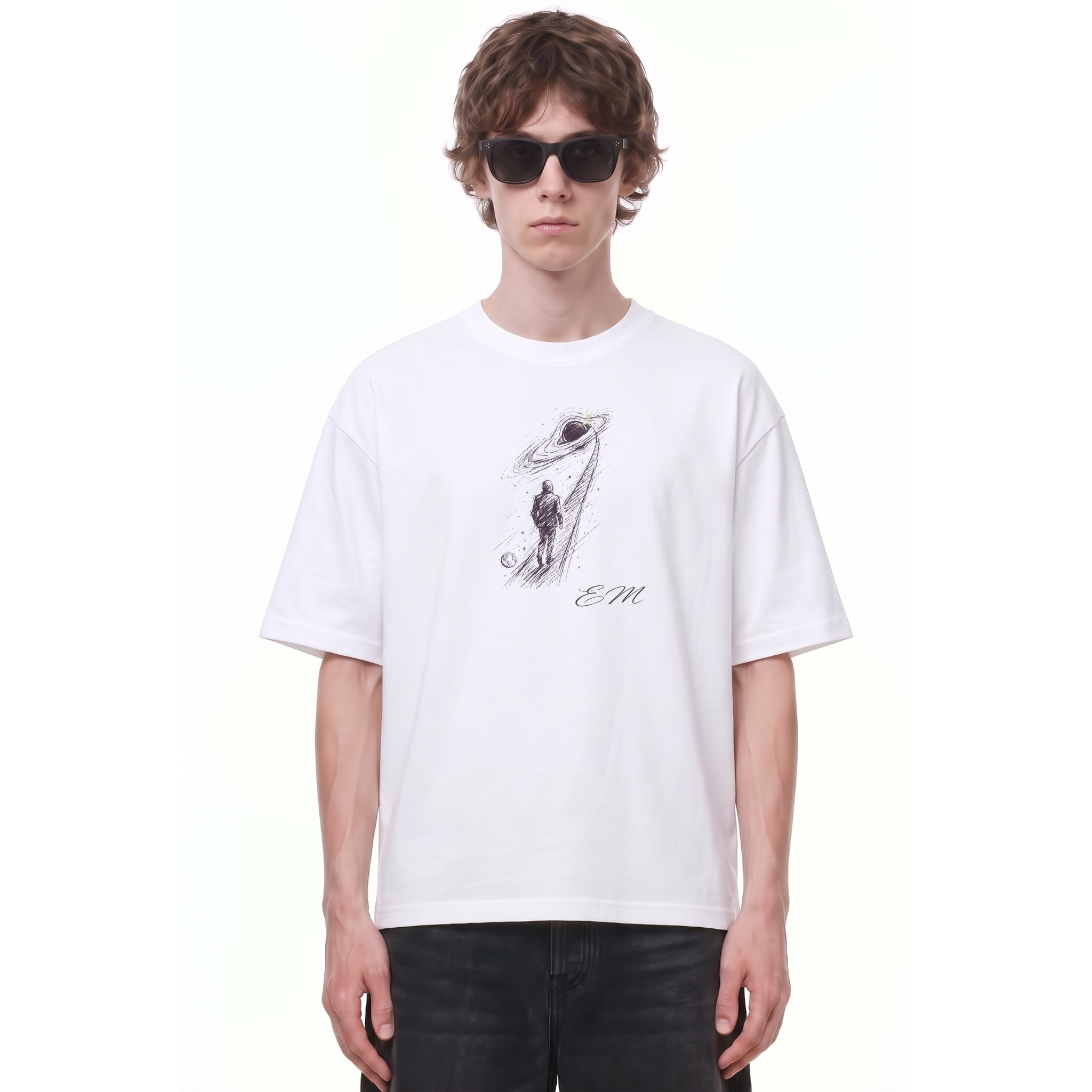Aim for the Stars Cosmic Graphic Tee — Cover · White