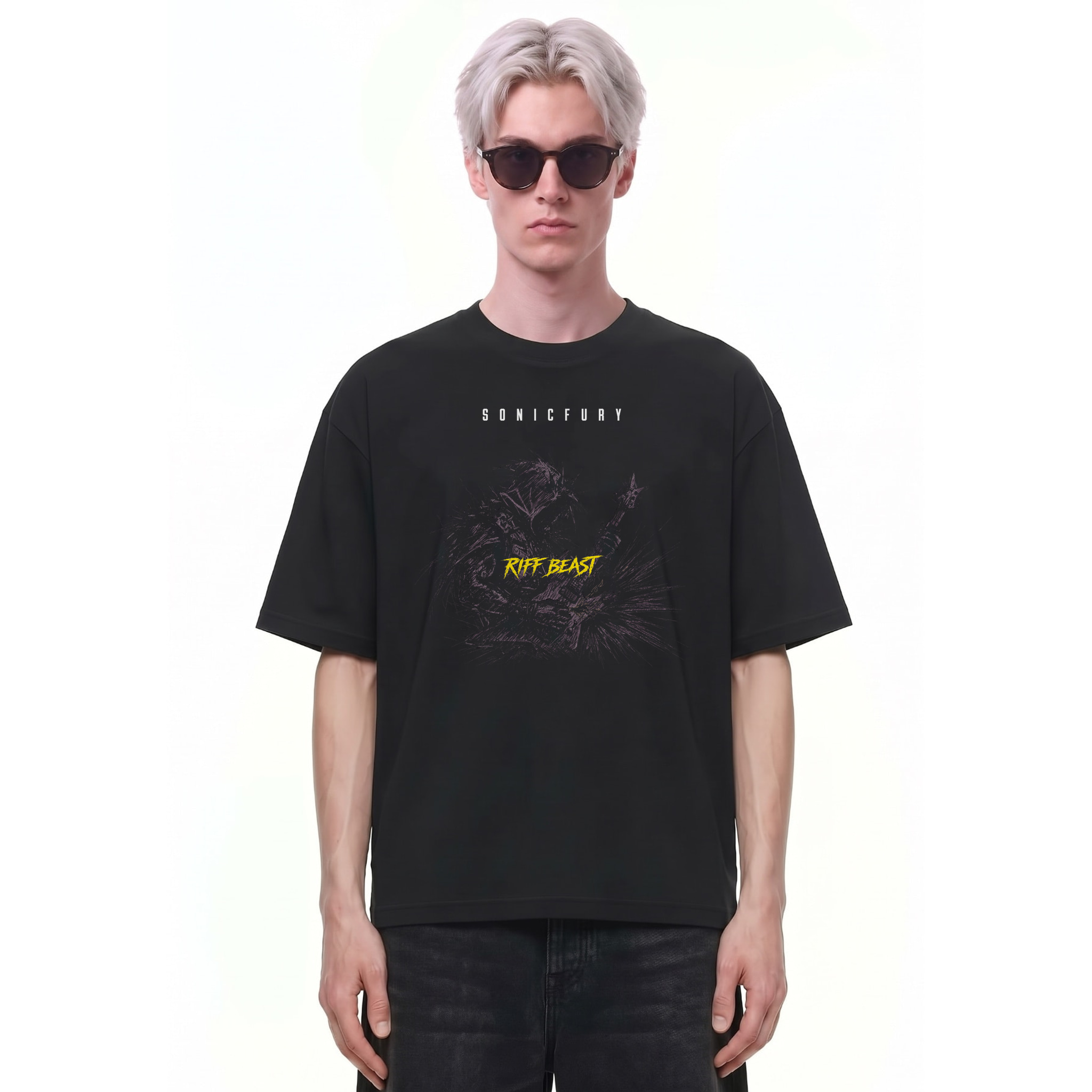 Sonic Fury Riff Beast Graphic Tee — Cover · Black
