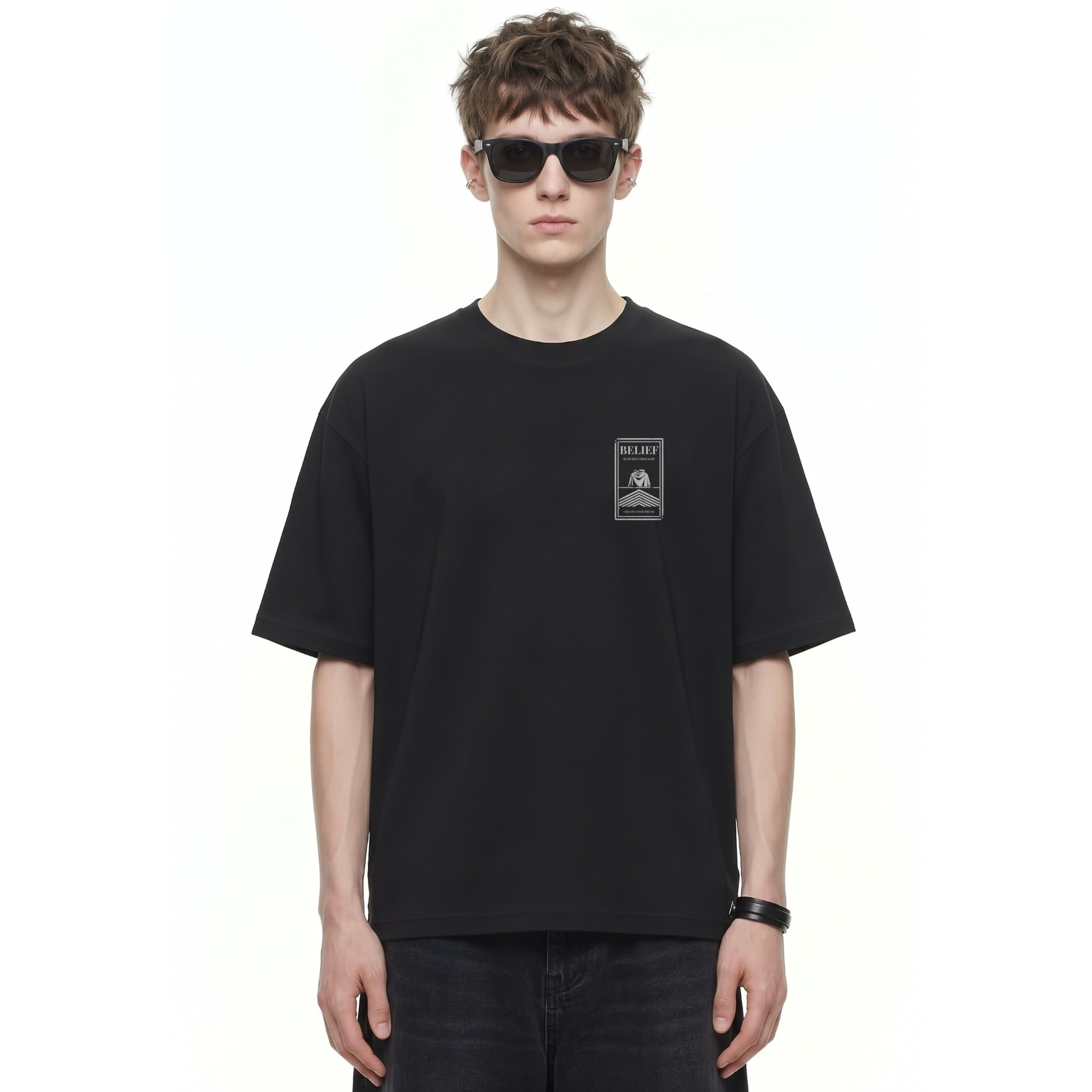 Belief Carve the Canyons Graphic Tee — Cover · Black