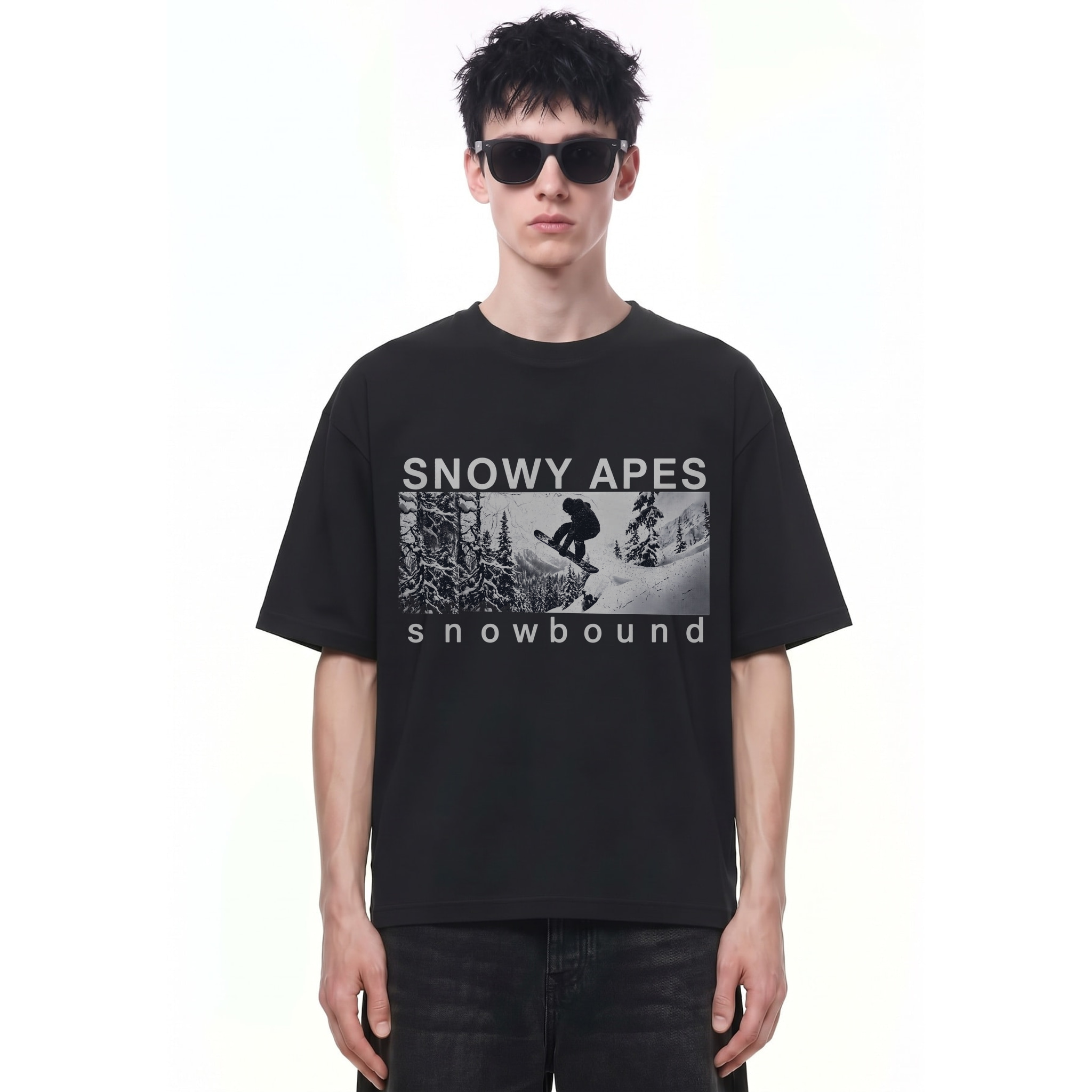 Borderer Stag Graphic Tee — Cover · Black