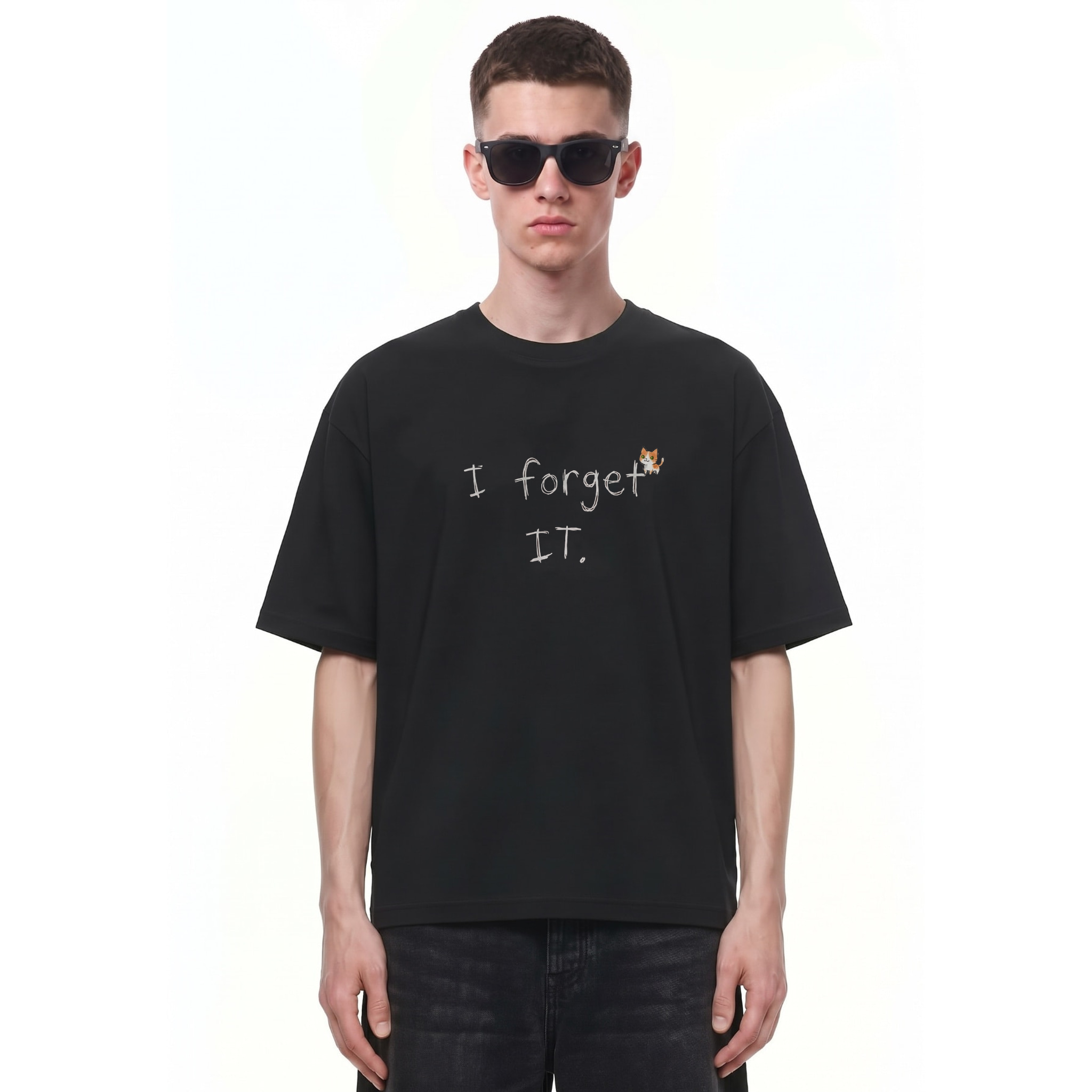 I Forget It Cat Graphic Tee — Cover · Black