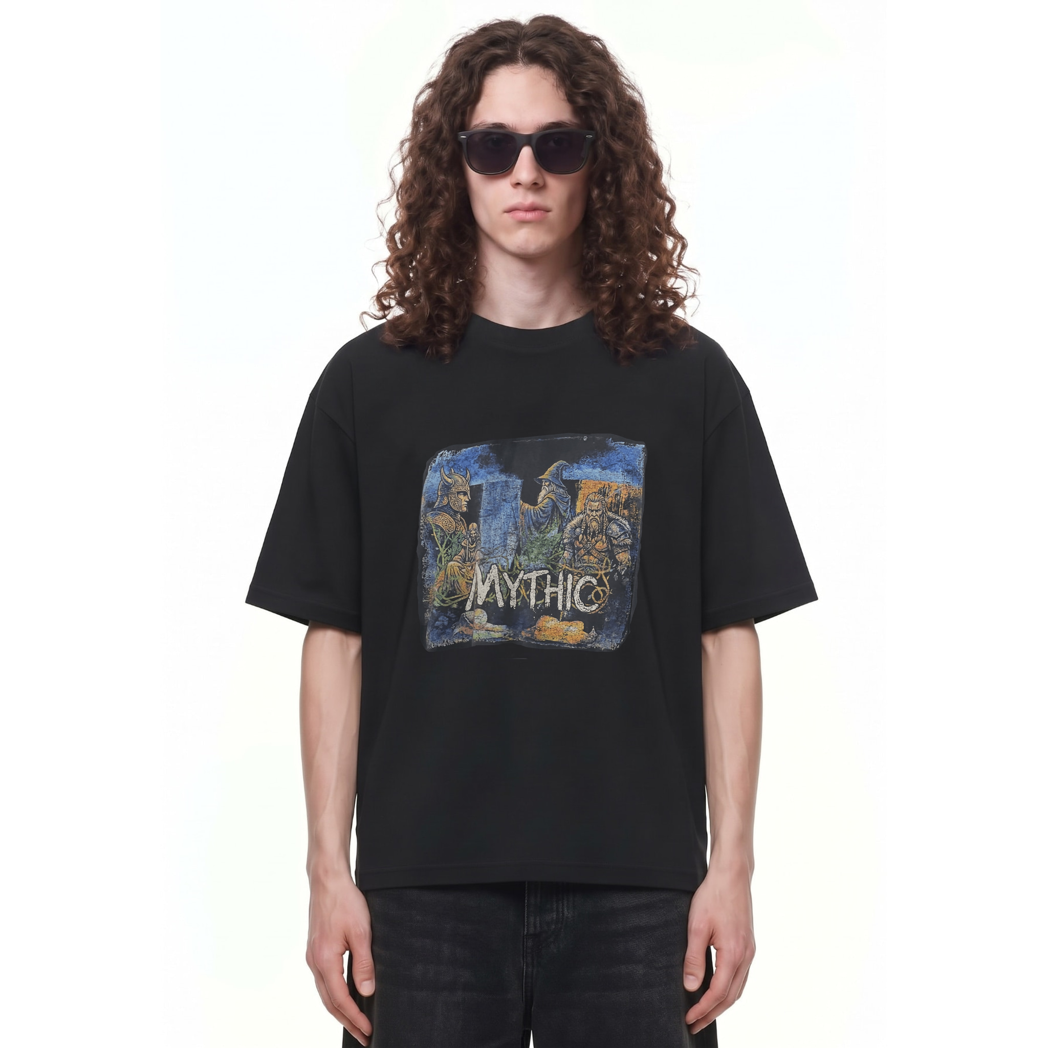Mythic Legends Graphic Tee — Cover · Black