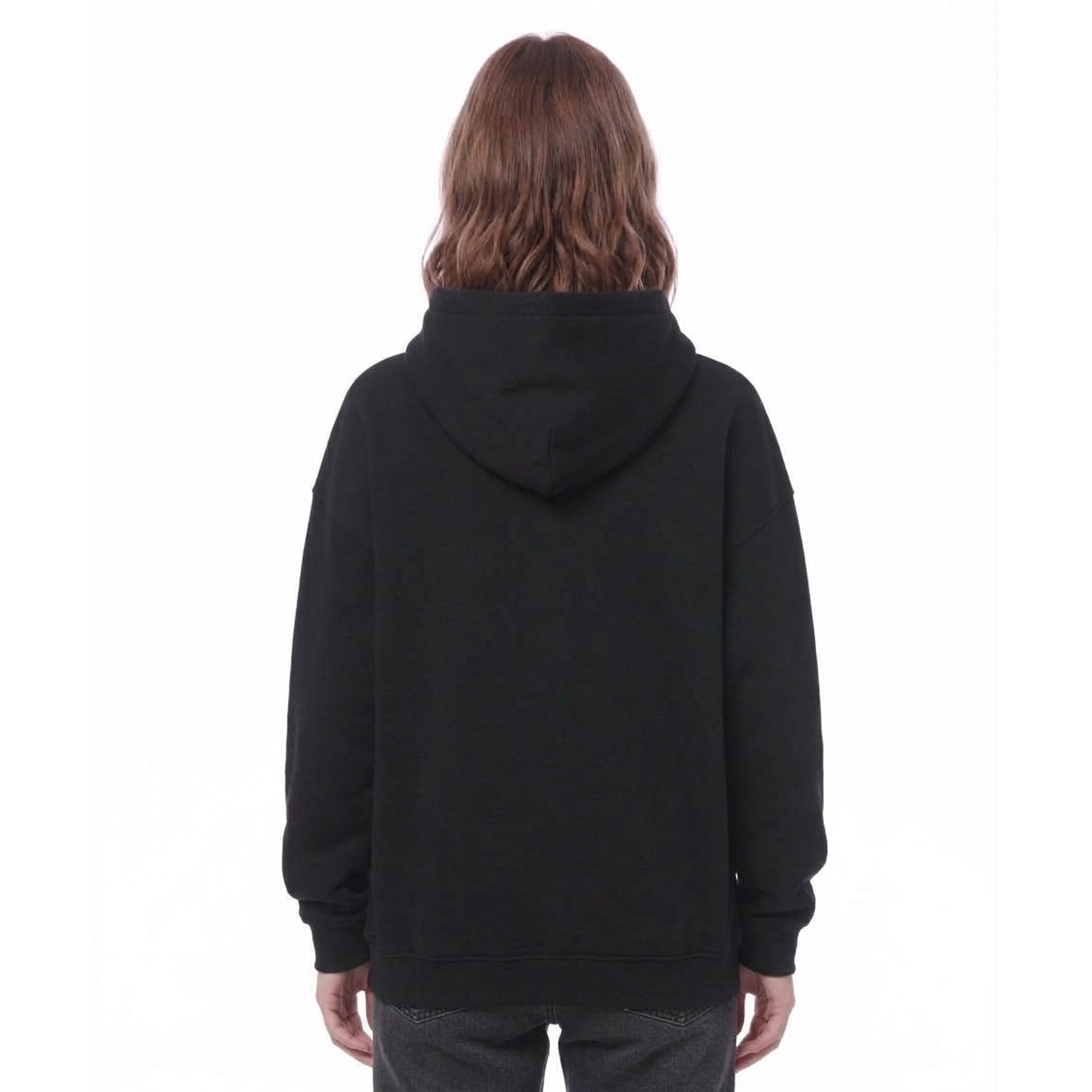 Amsterdam Bicycle Sketch Oversize Fleeced Hoodie — Back · Black