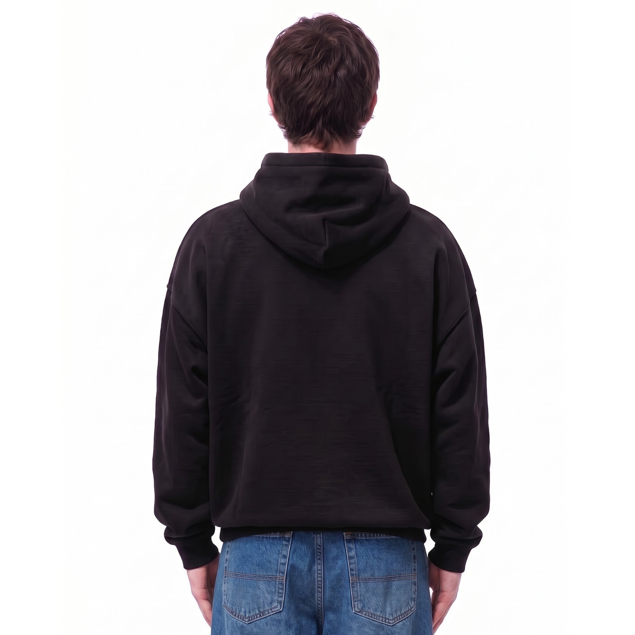 Have Faith Arch Graphic Oversize Oversize Fleeced Hoodie — Back · Black