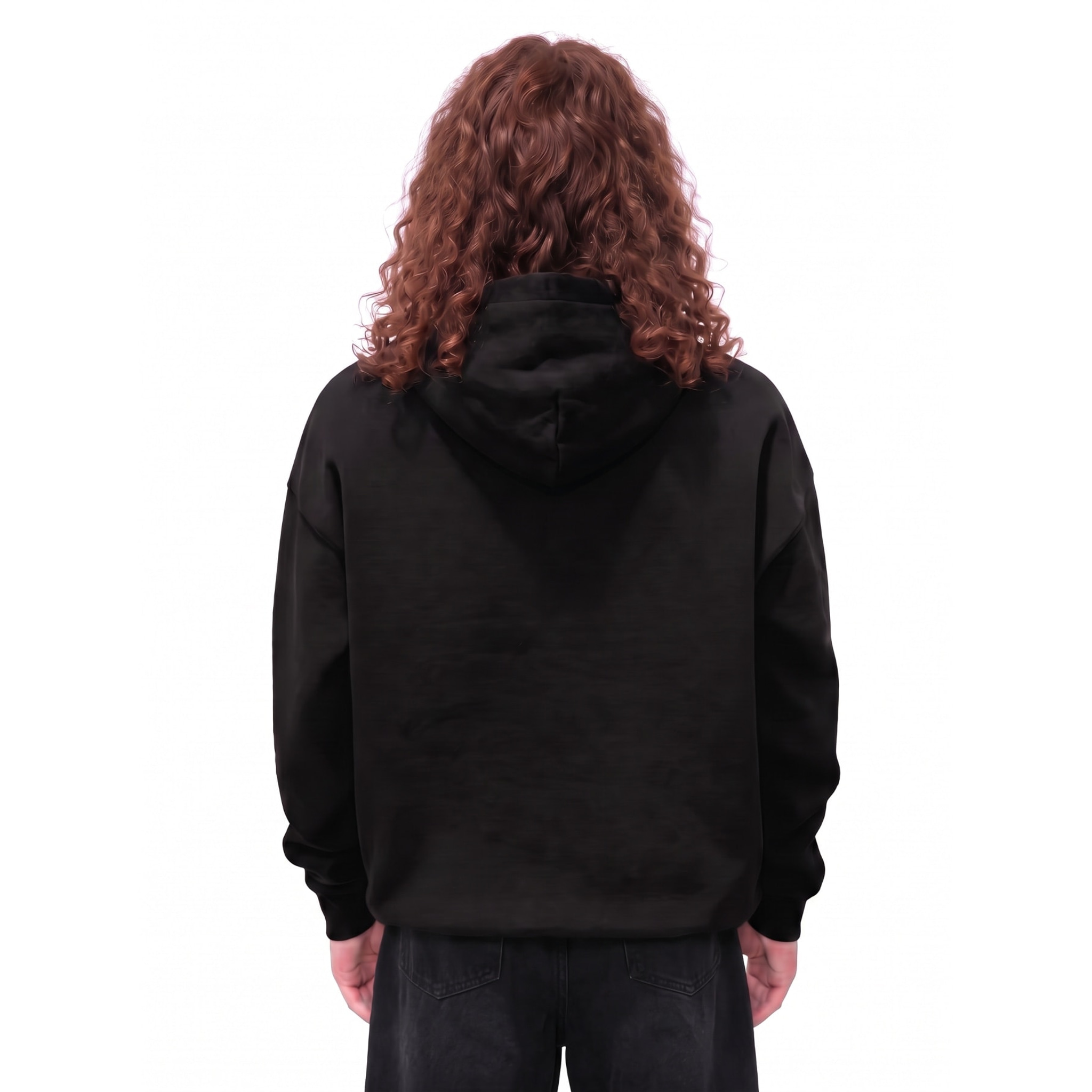 Trust the Unseen Graphic Oversize Fleeced Hoodie — Back · Black