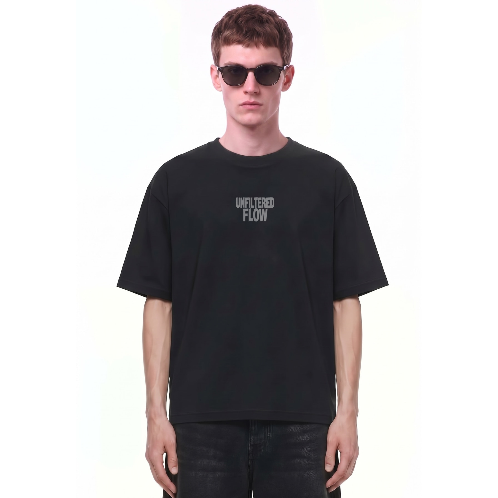 Unfiltered Flow Vibrant Chaos Graphic Tee — Cover · Black