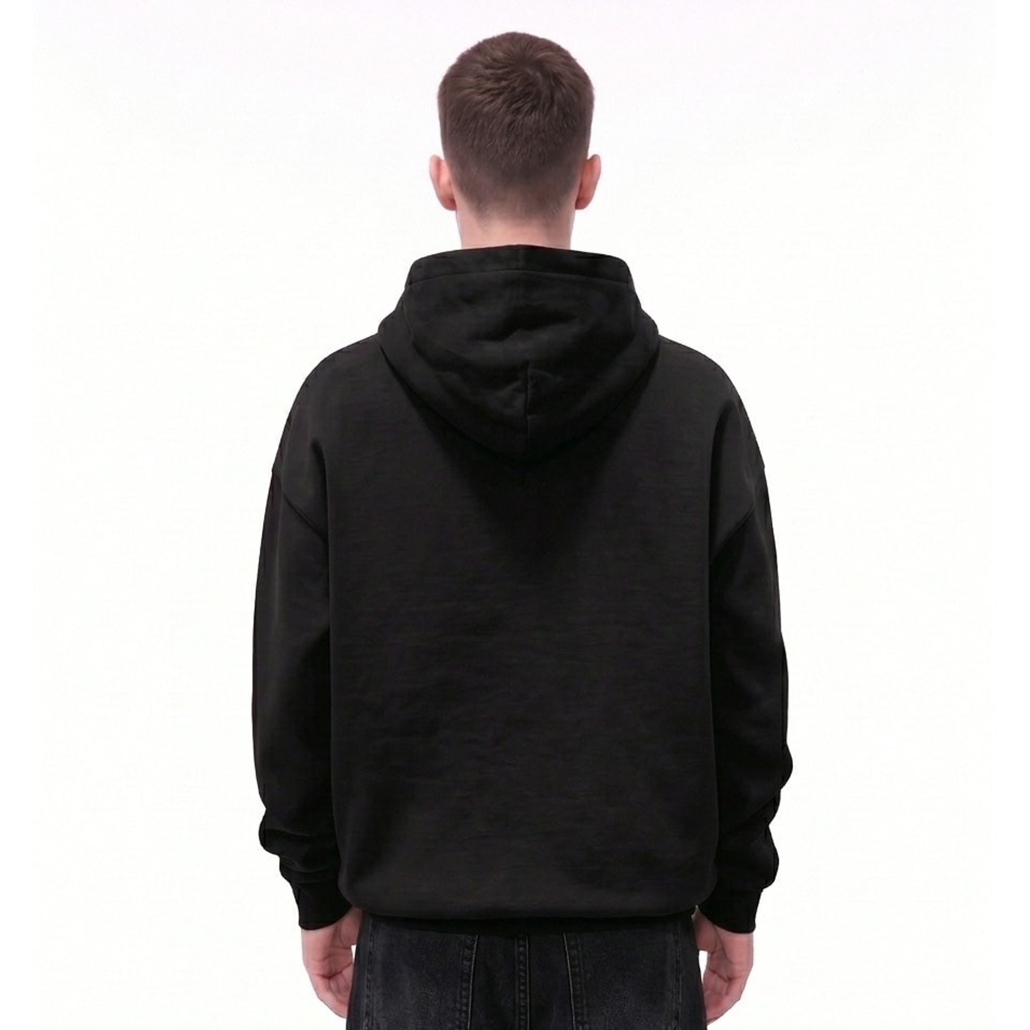 Love and Light Typography Oversize Oversize Fleeced Hoodie — Back · Black