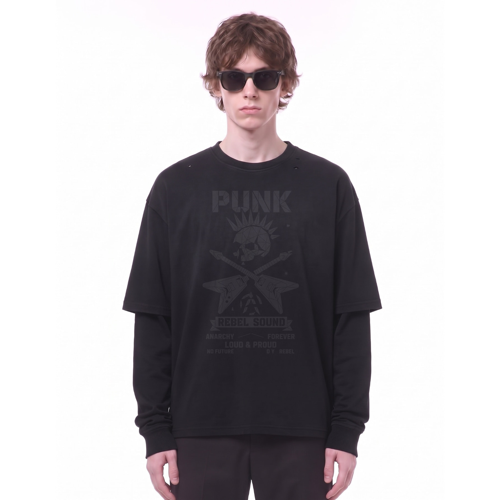 Rebel Sound Punk Long Sleeve — Cover · Black