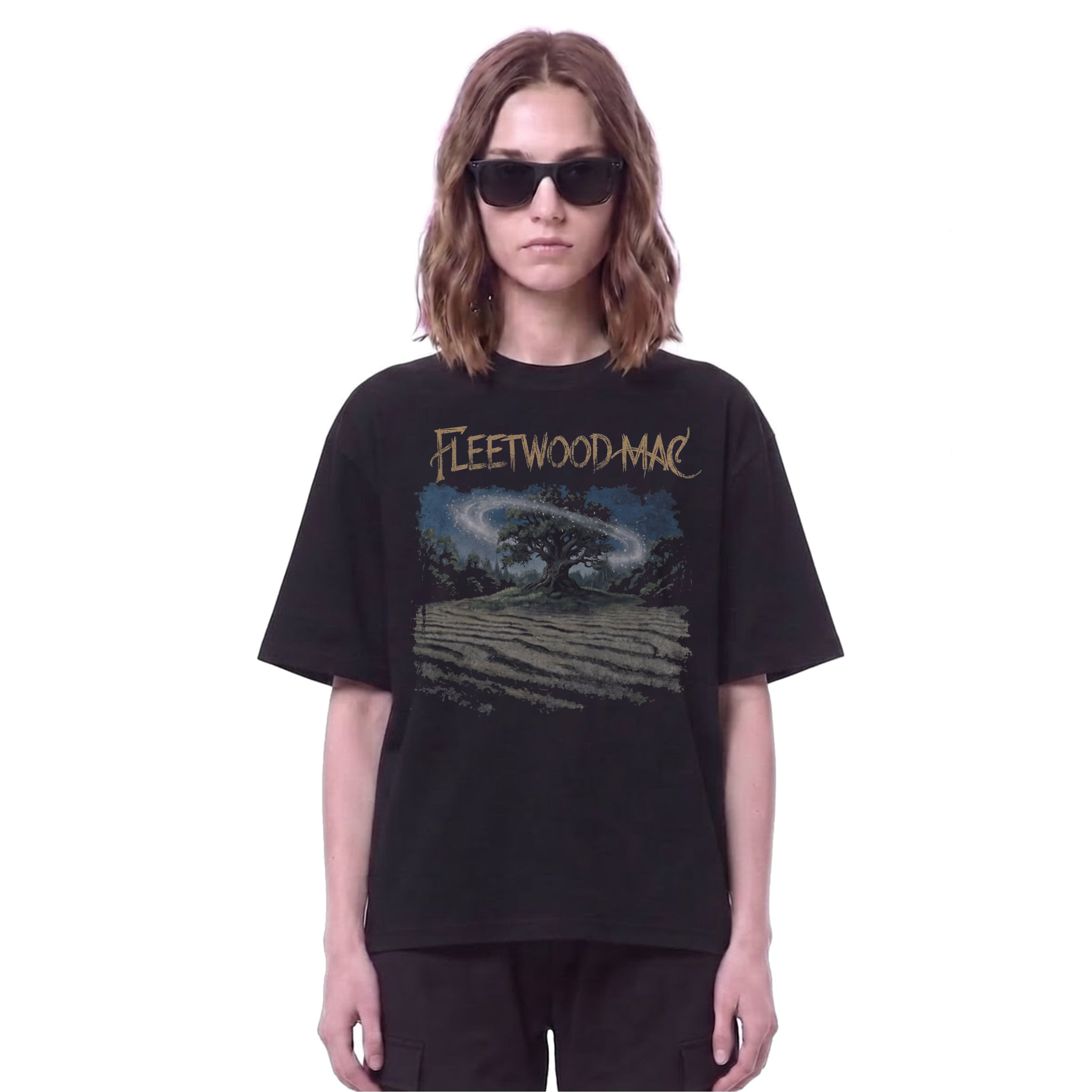Fleetwood Cosmic Tree Graphic Tee — Cover · Black