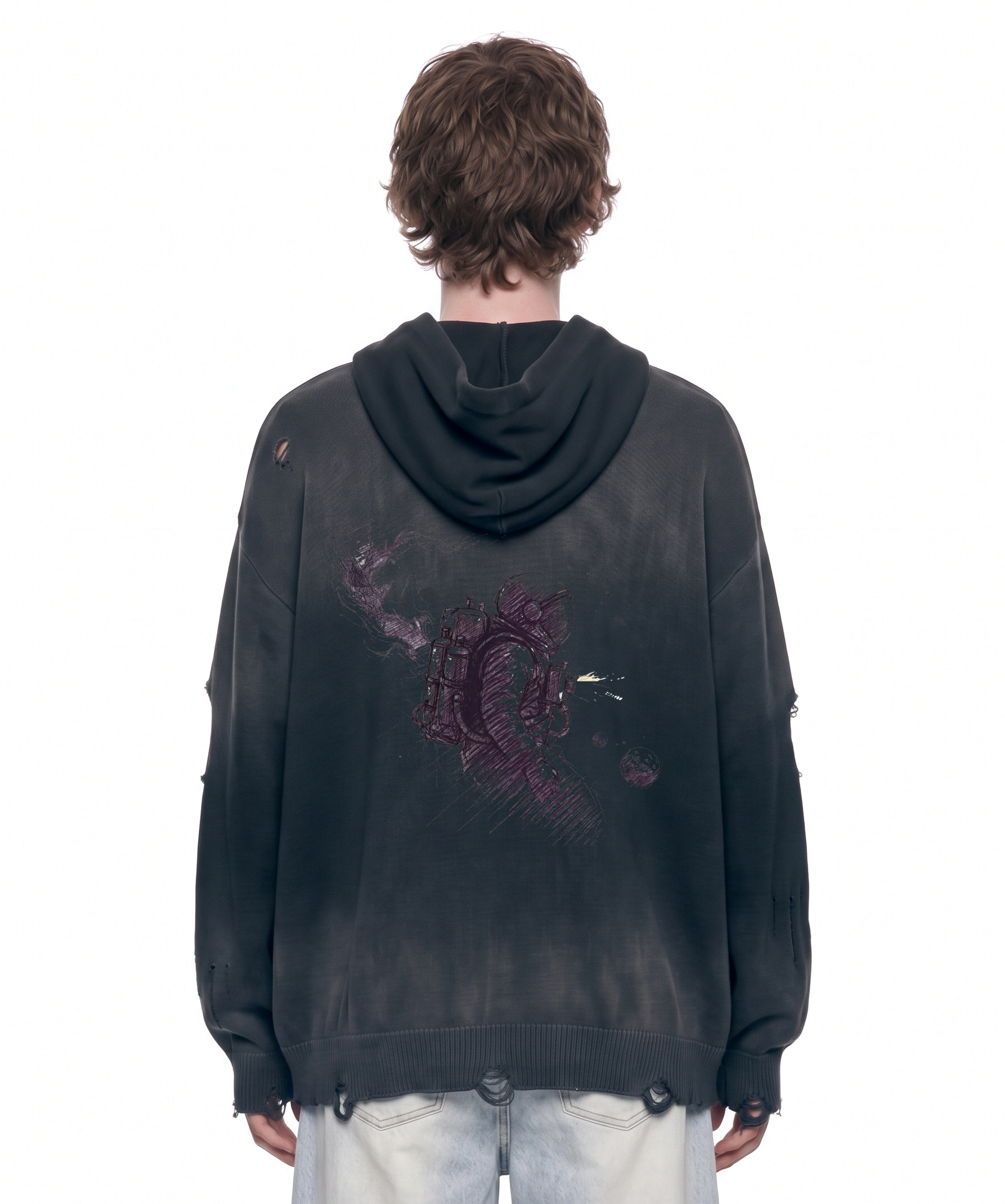 Hatch Smiley Line Art Zip Jacket — Back