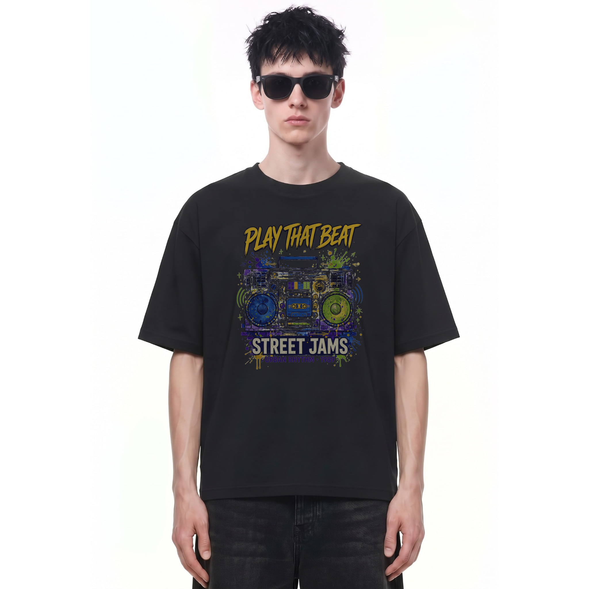 Street Jams Boombox Graphic Tee — Cover · Black