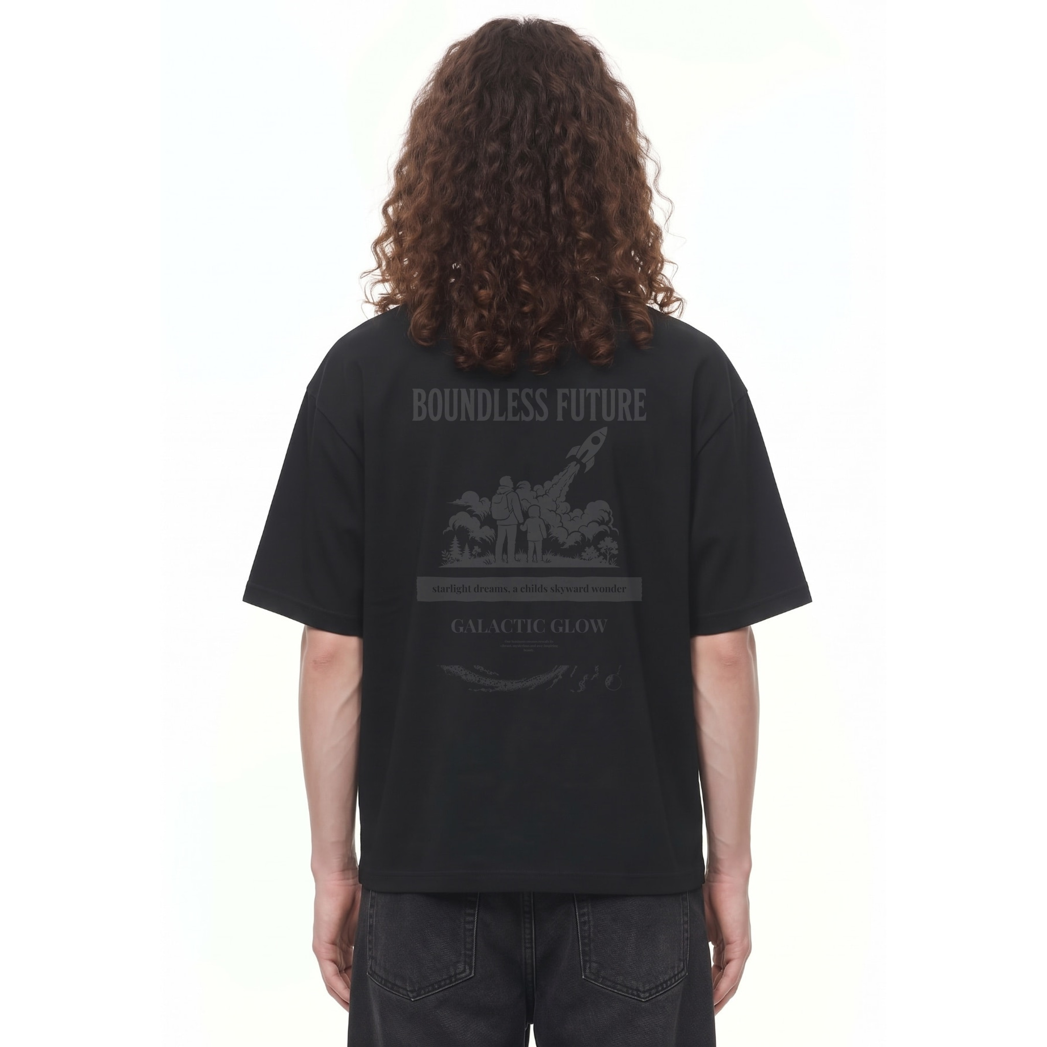 Galactic Glow Skyward Wonder Graphic Tee — Back · Black