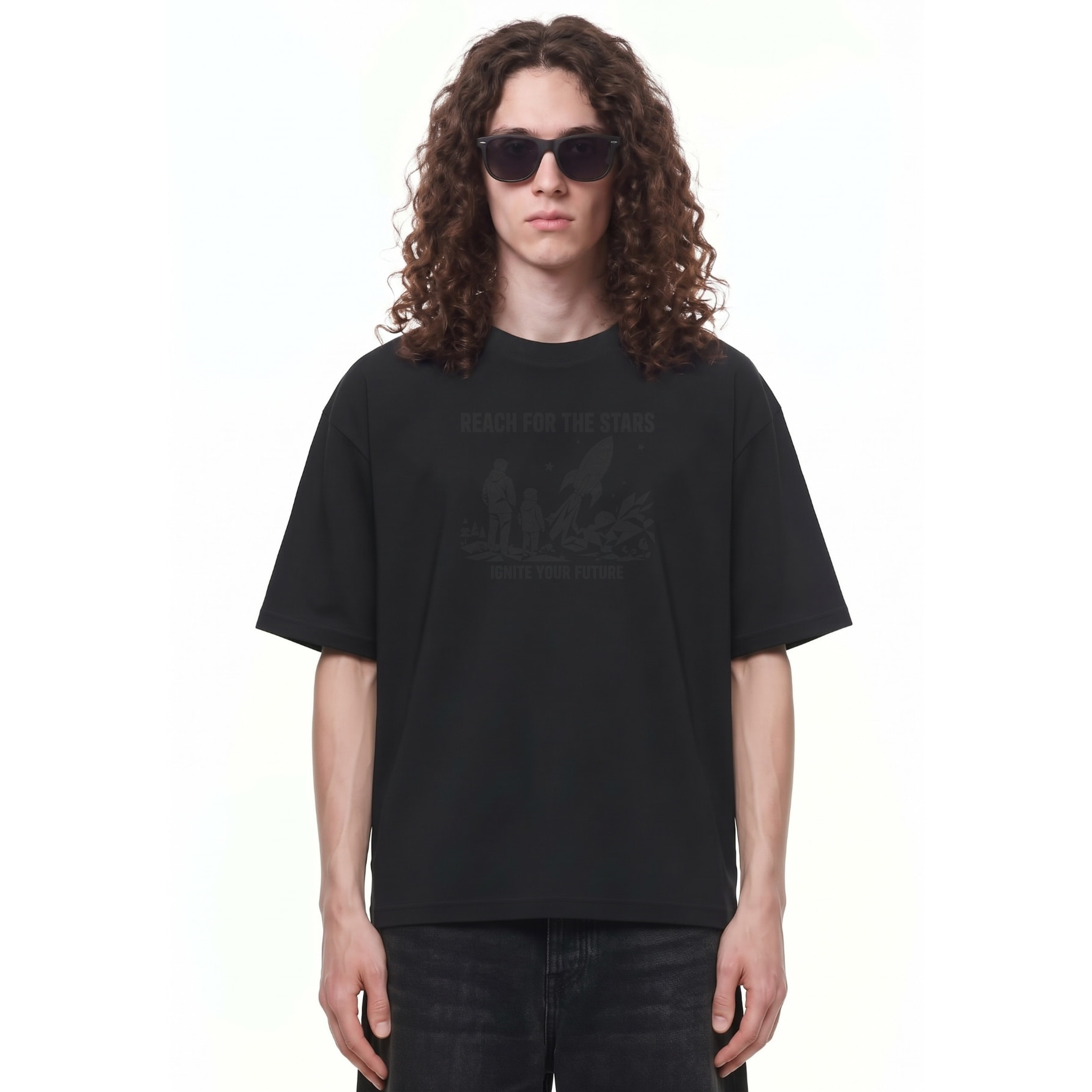 Galactic Glow Skyward Wonder Graphic Tee — Cover · Black